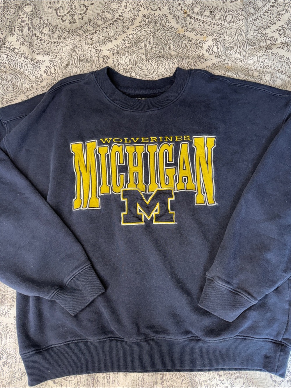 Hollister - Michigan Wolverines Navy Crewneck Sweatshirt - Boxy Fit - Medium
